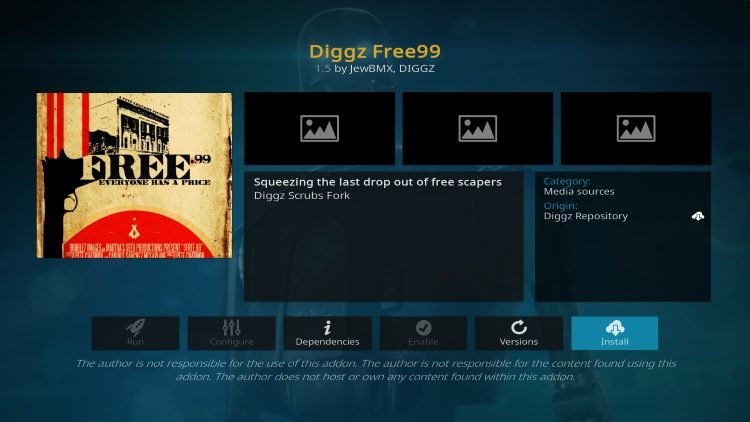 How to Install Diggz Free99 Addon for Kodi (Non-Debrid)